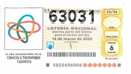 Décimo 63031 del sorteo 22-14/03/2026 Sábado