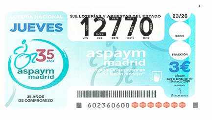 Décimo 12770 del sorteo 23-19/03/2026 Jueves