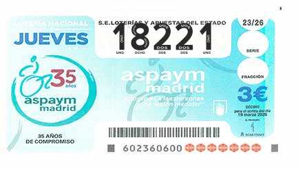 Décimo 18221 del sorteo 23-19/03/2026 Jueves