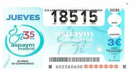Décimo 18515 del sorteo 23-19/03/2026 Jueves