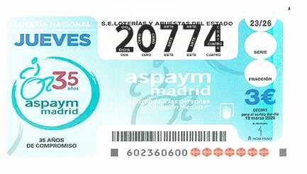Décimo 20774 del sorteo 23-19/03/2026 Jueves