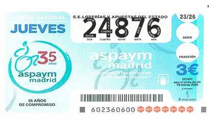 Décimo 24876 del sorteo 23-19/03/2026 Jueves