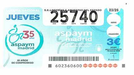 Décimo 25740 del sorteo 23-19/03/2026 Jueves