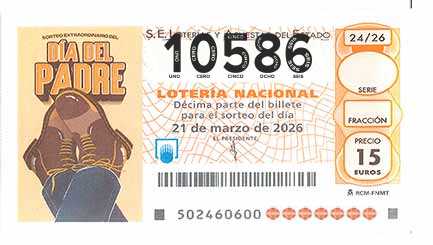 Décimo 10586 del sorteo 24-21/03/2026 Sábado