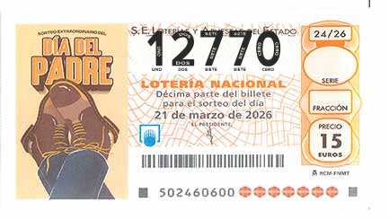 Décimo 12770 del sorteo 24-21/03/2026 Sábado