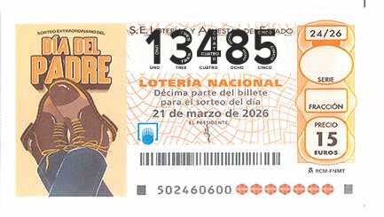Décimo 13485 del sorteo 24-21/03/2026 Sábado