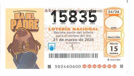 Décimo 15835 del sorteo 24-21/03/2026 Sábado