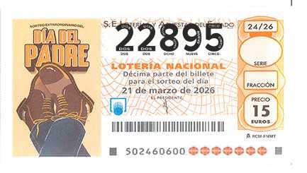 Décimo 22895 del sorteo 24-21/03/2026 Sábado