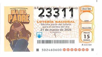 Décimo 23311 del sorteo 24-21/03/2026 Sábado