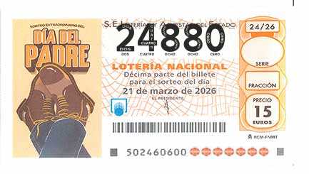 Décimo 24880 del sorteo 24-21/03/2026 Sábado