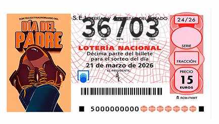 Décimo 36703 del sorteo 24-21/03/2026 Sábado