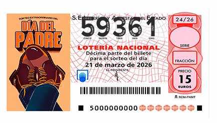 Décimo 59361 del sorteo 24-21/03/2026 Sábado