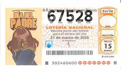 Décimo 67528 del sorteo 24-21/03/2026 Sábado