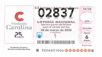 Décimo 02837 del sorteo 26-28/03/2026 Sábado