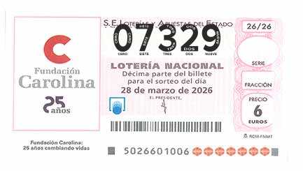 Décimo 07329 del sorteo 26-28/03/2026 Sábado