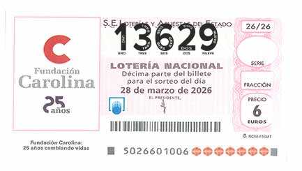 Décimo 13629 del sorteo 26-28/03/2026 Sábado