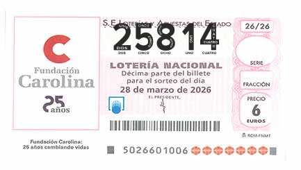 Décimo 25814 del sorteo 26-28/03/2026 Sábado