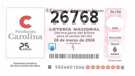 Décimo 26768 del sorteo 26-28/03/2026 Sábado