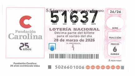 Décimo 51637 del sorteo 26-28/03/2026 Sábado