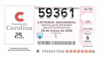 Décimo 59361 del sorteo 26-28/03/2026 Sábado