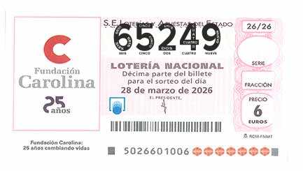 Décimo 65249 del sorteo 26-28/03/2026 Sábado
