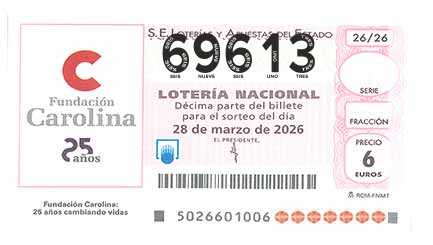 Décimo 69613 del sorteo 26-28/03/2026 Sábado