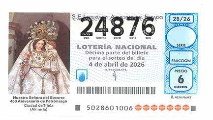 Décimo 24876 del sorteo 28-04/04/2026 Sábado