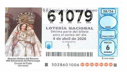 Décimo 61079 del sorteo 28-04/04/2026 Sábado