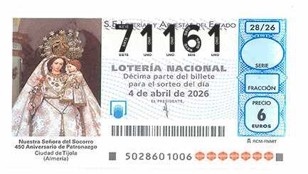 Décimo 71161 del sorteo 28-04/04/2026 Sábado