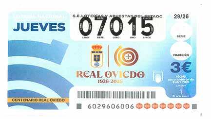 Décimo 07015 del sorteo 29-09/04/2026 Jueves