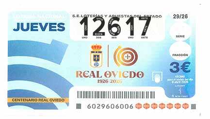 Décimo 12617 del sorteo 29-09/04/2026 Jueves