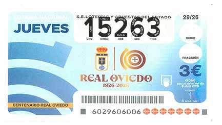Décimo 15263 del sorteo 29-09/04/2026 Jueves