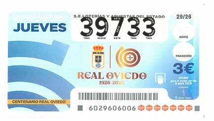 Décimo 39733 del sorteo 29-09/04/2026 Jueves