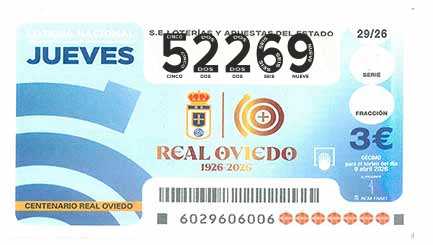 Décimo 52269 del sorteo 29-09/04/2026 Jueves
