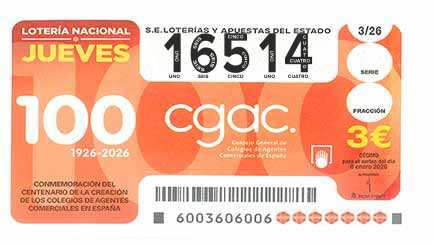 Décimo 16514 del sorteo 3-08/01/2026 Jueves