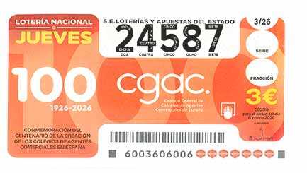 Décimo 24587 del sorteo 3-08/01/2026 Jueves