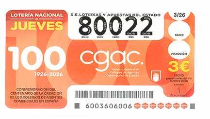 Décimo 80022 del sorteo 3-08/01/2026 Jueves