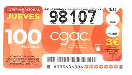 Décimo 98107 del sorteo 3-08/01/2026 Jueves