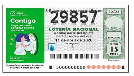 Décimo 29857 del sorteo 30-11/04/2026 Sábado
