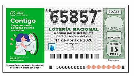 Décimo 65857 del sorteo 30-11/04/2026 Sábado