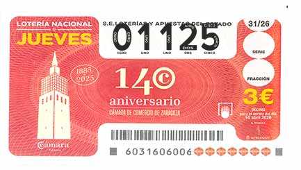 Décimo 01125 del sorteo 31-16/04/2026 Jueves
