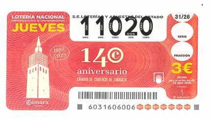 Décimo 11020 del sorteo 31-16/04/2026 Jueves