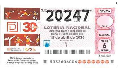 Décimo 20247 del sorteo 32-18/04/2026 Sábado