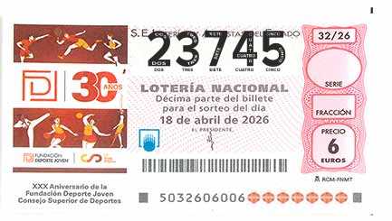 Décimo 23745 del sorteo 32-18/04/2026 Sábado
