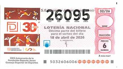 Décimo 26095 del sorteo 32-18/04/2026 Sábado