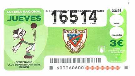 Décimo 16514 del sorteo 33-23/04/2026 Jueves