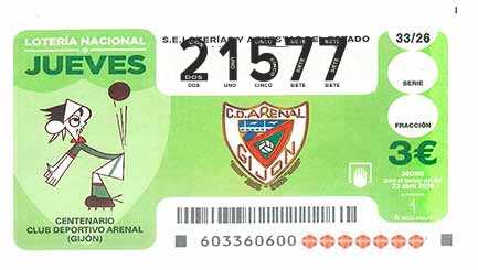 Décimo 21577 del sorteo 33-23/04/2026 Jueves