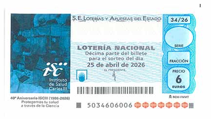 Décimo de Lotería con el número 59765