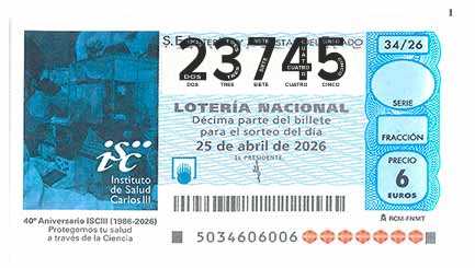 Décimo 23745 del sorteo 34-25/04/2026 Sábado