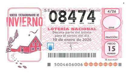 Décimo 08474 del sorteo 4-10/01/2026 Sábado